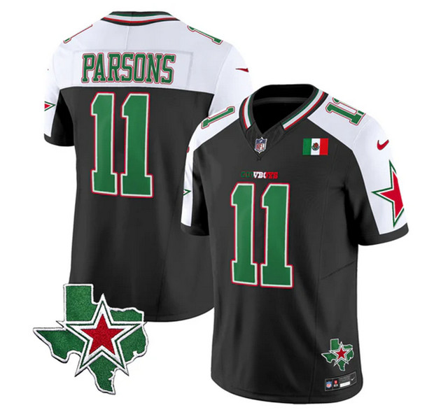 Men's Dallas Cowboys #11 Micah Parsons 2024 Mexico Black/White F.U.S.E. Stitched Football Jersey Men's Dallas Cowboys #11 Micah Parsons 2024 Mexico Black/White F.U.S.E. Stitched Football Jersey
